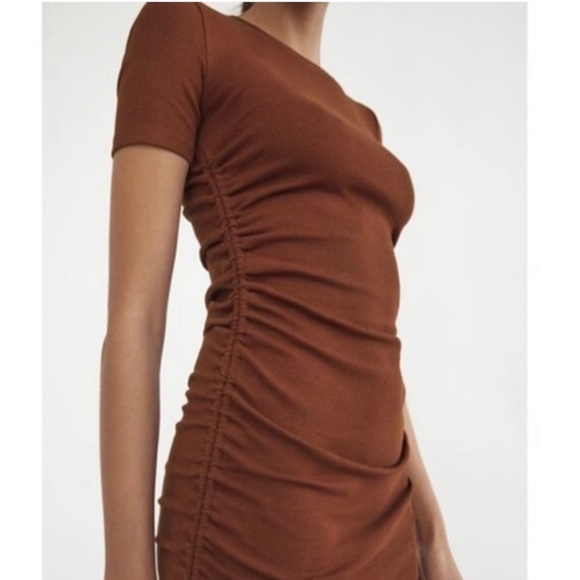Zara Ribbed Ruched Side String Mini Dress - Picture 2 of 3